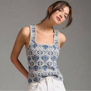 Anthropologie Pilcro Blue and White Sweater Tank NWOT
